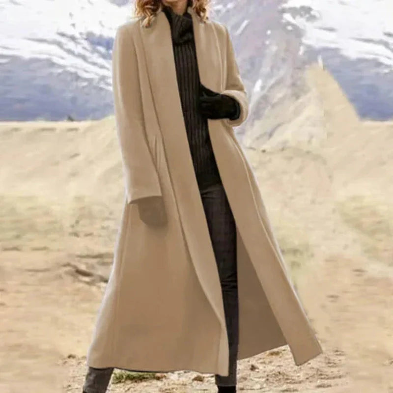 Variant image for Ophelia - Elegant Long Wool Coat for Women, Black Wool Trench Coat-49