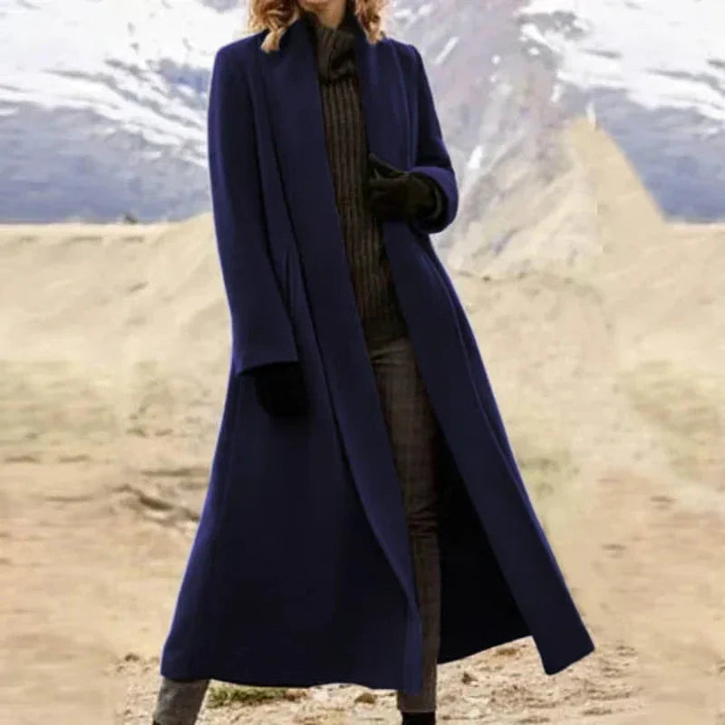 Variant image for Ophelia - Elegant Long Wool Coat for Women, Black Wool Trench Coat-33