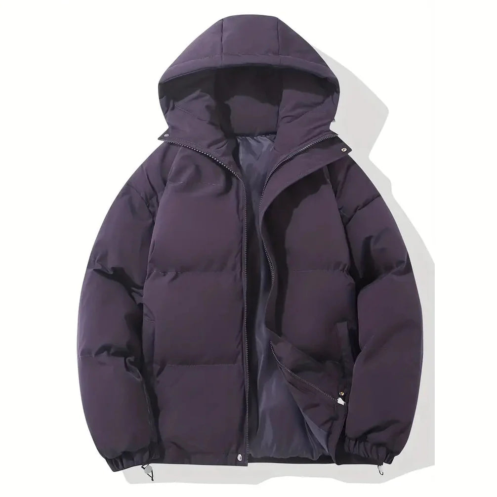 Men's Lightweight Insulated Down Jacket - Cozy Hooded Puffer for Winter