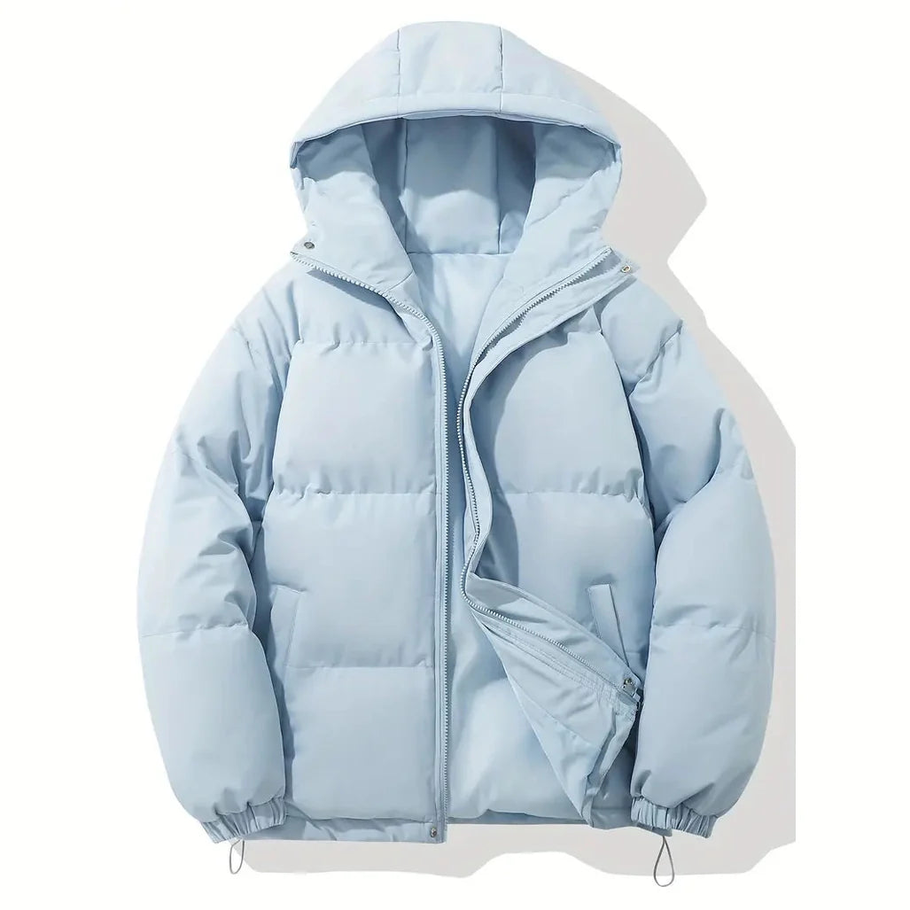 Men's Lightweight Insulated Down Jacket - Cozy Hooded Puffer for Winter