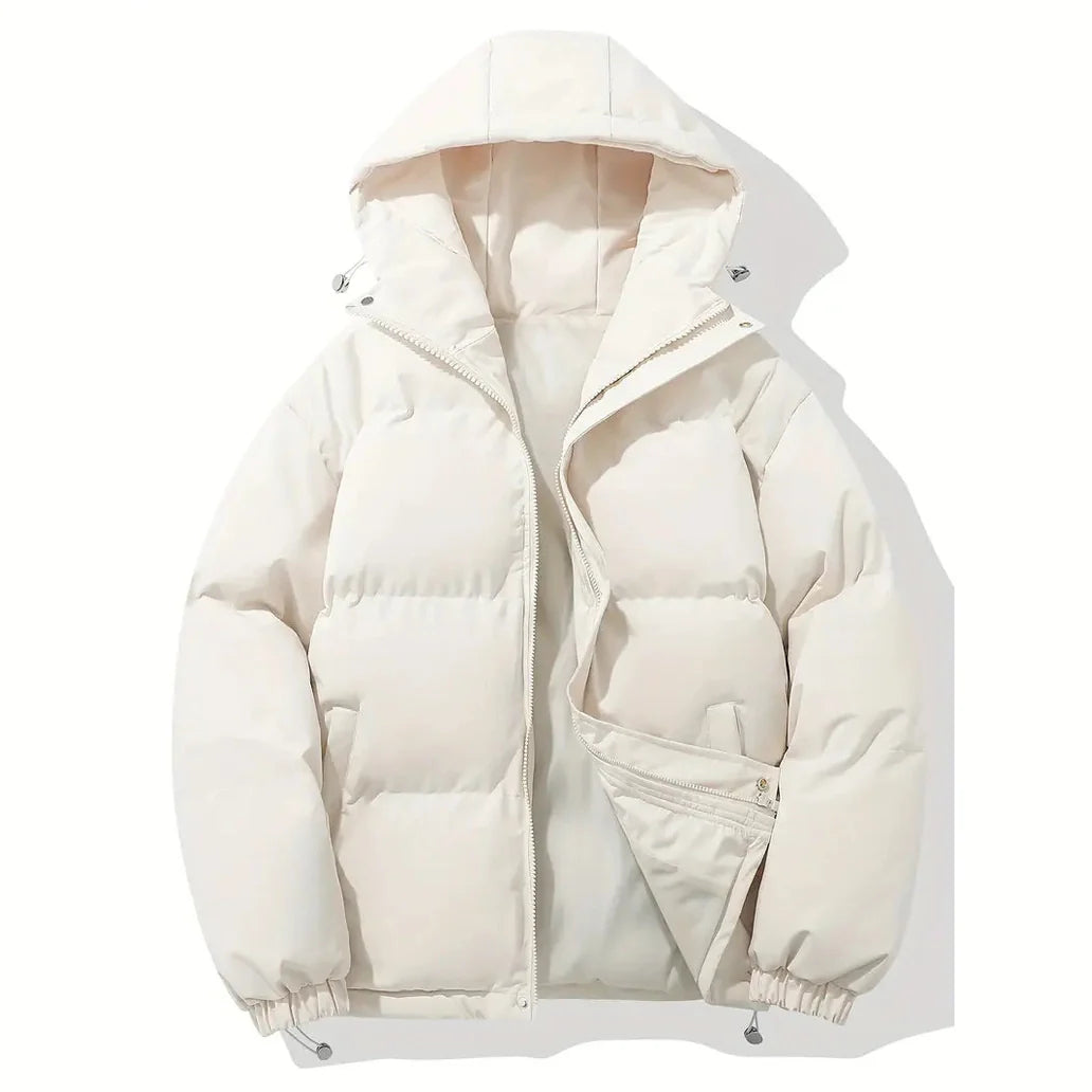 Men's Lightweight Insulated Down Jacket - Cozy Hooded Puffer for Winter