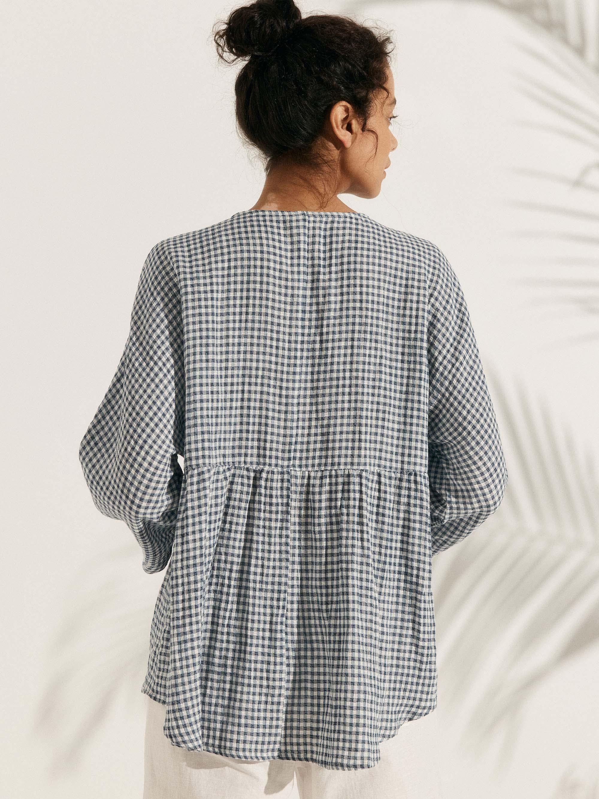 Mia | Relaxed Checked Linen Blouse for Women 5