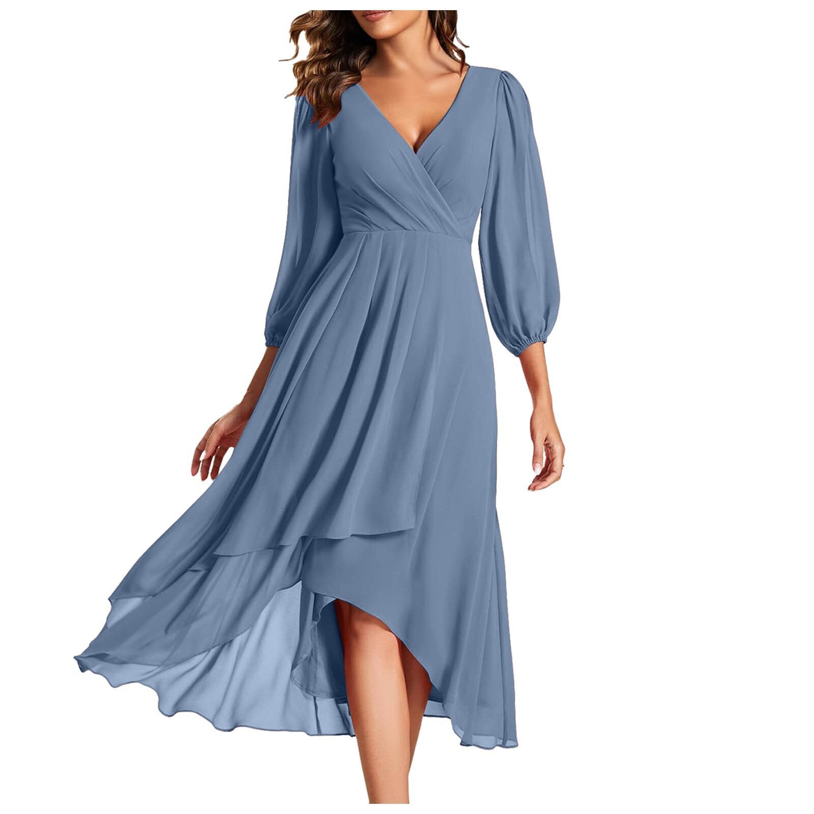 Laia – Women's Elegant Long Sleeve V Neck Dress for Effortless All-Day Style