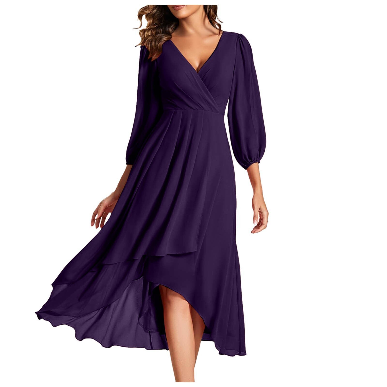 Variant image for Laia – Women's Elegant Long Sleeve V Neck Dress for Effortless All-Day Style-37