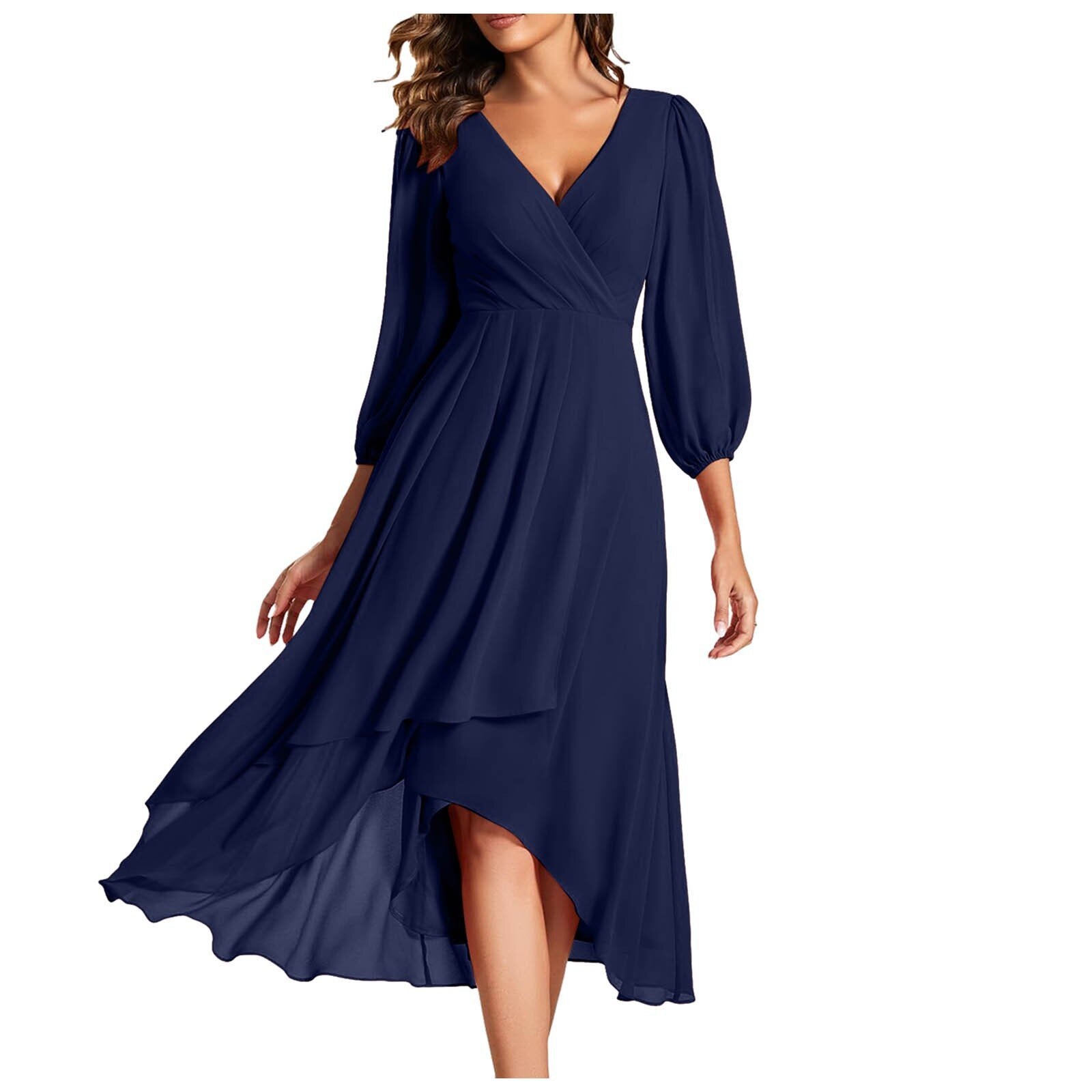 Variant image for Laia – Women's Elegant Long Sleeve V Neck Dress for Effortless All-Day Style-43