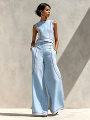 Althea Contrast Stitch Trouser Set