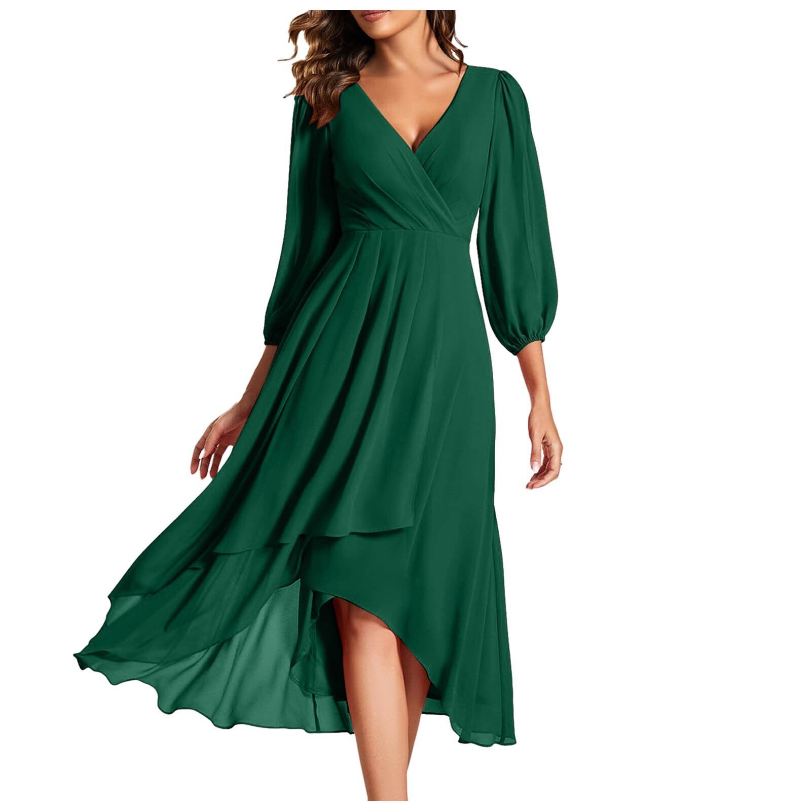 Laia – Women's Elegant Long Sleeve V Neck Dress for Effortless All-Day Style