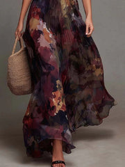 Camille Watercolour Pleated Maxi Dress