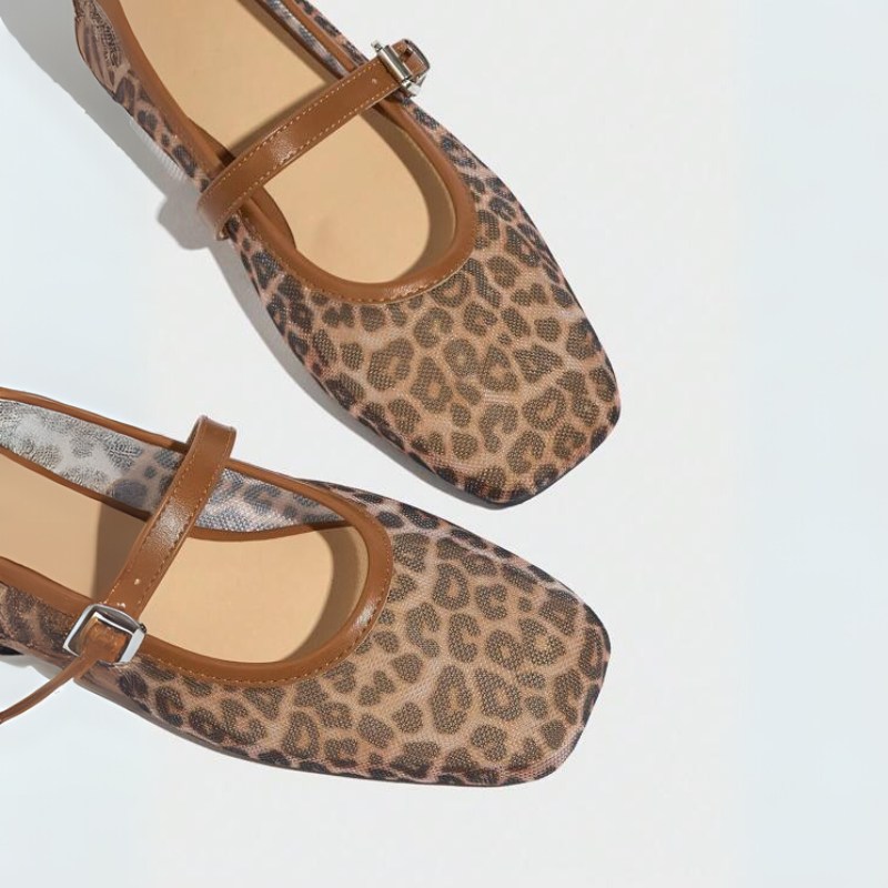 Imogen Leopard Print Mary Jane Flats