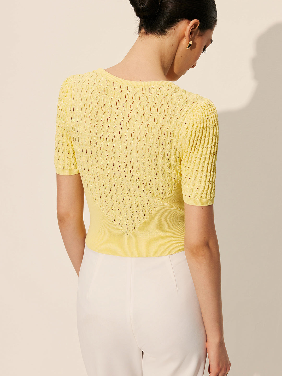 Open-Knit Top with Button Detail - Lightweight & Versatile Summer Style
