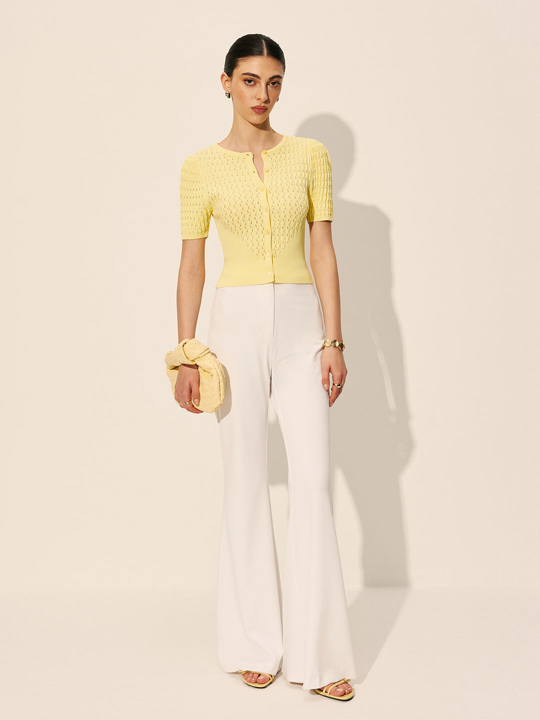 Open-Knit Top with Button Detail - Lightweight & Versatile Summer Style