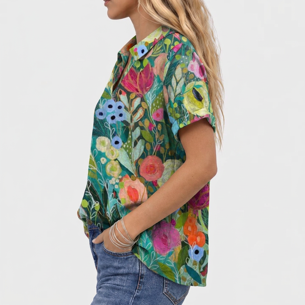 Juniper Floral Collared Top