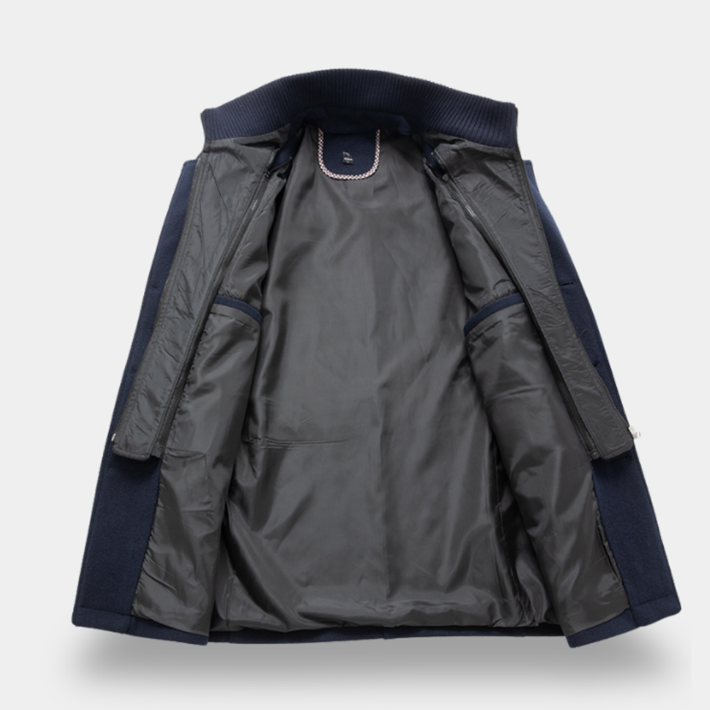 Gentle Class - Men's Winter Wool Trench Coat, Tailored Fit, Double-Breasted