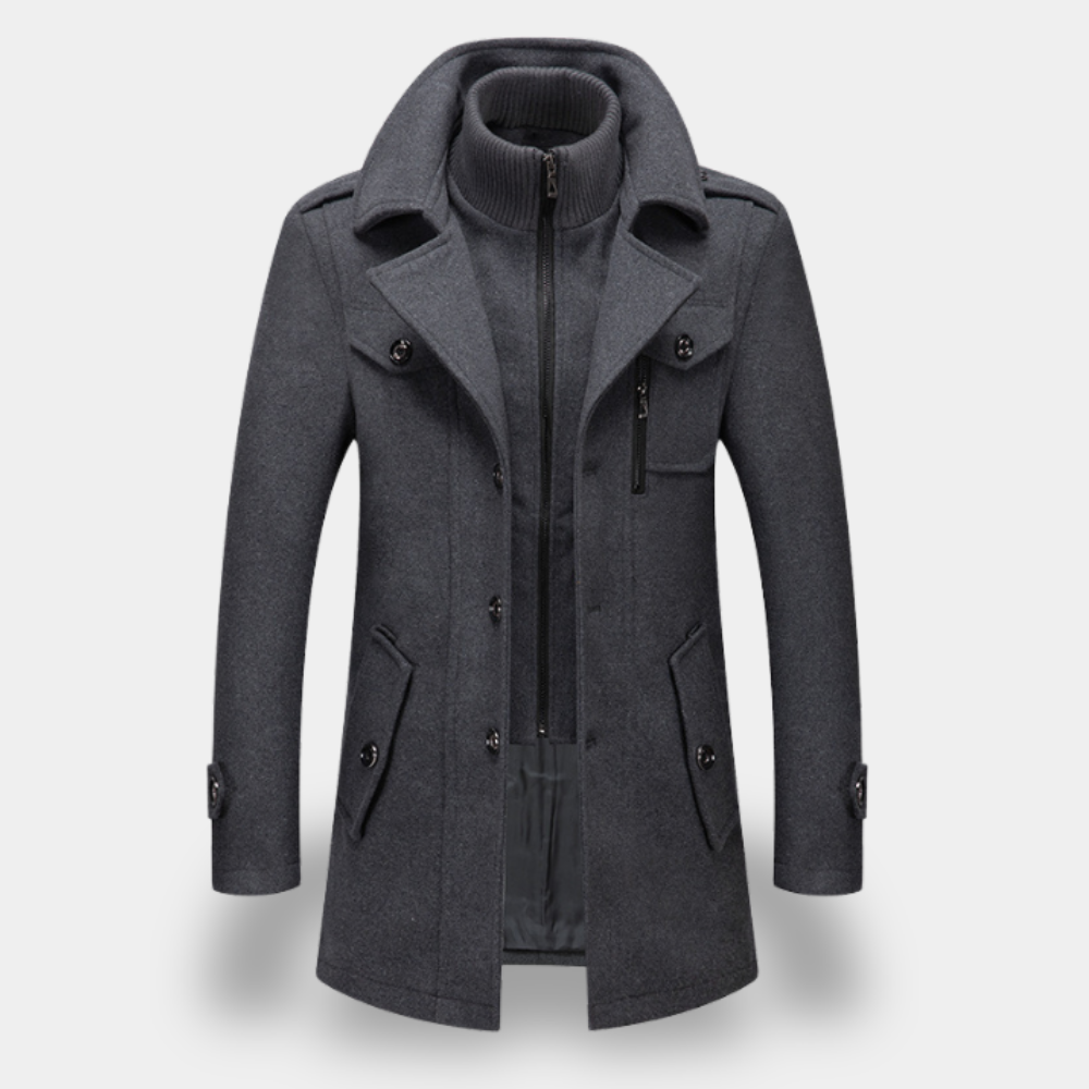 Variant image for Gentle Class - Men's Winter Wool Trench Coat, Tailored Fit, Double-Breasted-19