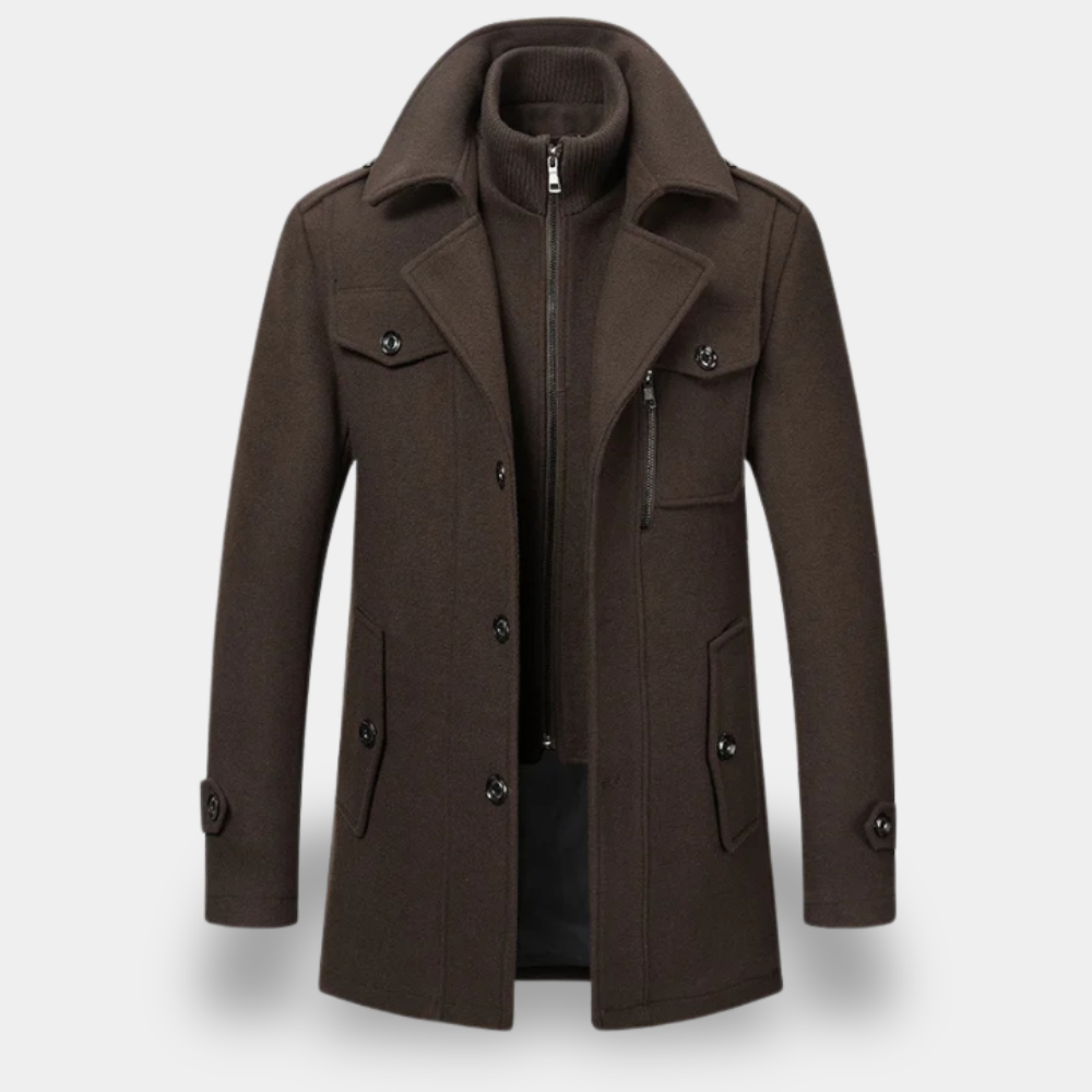 Gentle Class - Men's Winter Wool Trench Coat, Tailored Fit, Double-Breasted