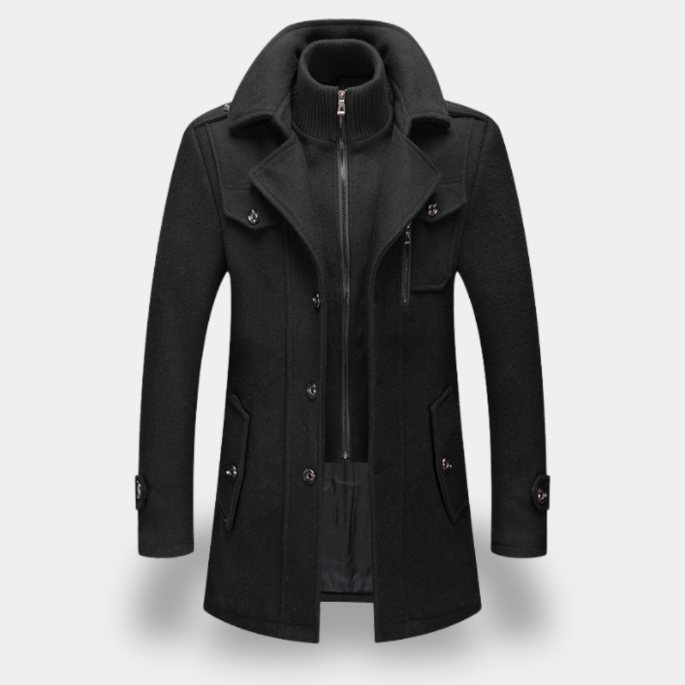 Gentle Class - Men's Winter Wool Trench Coat, Tailored Fit, Double-Breasted