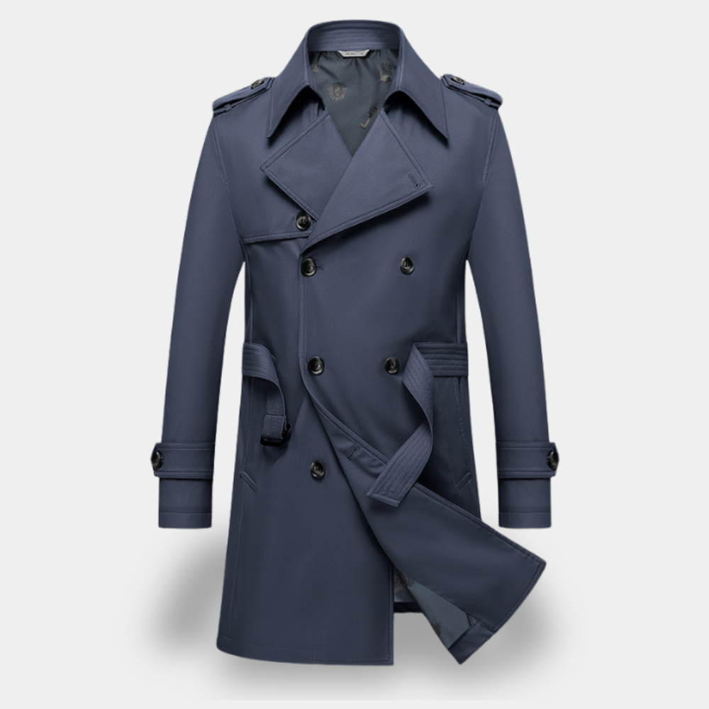 Variant image for Gentle Class - Men's Gray Wool-Blend Trench Coat with Down Collar-19