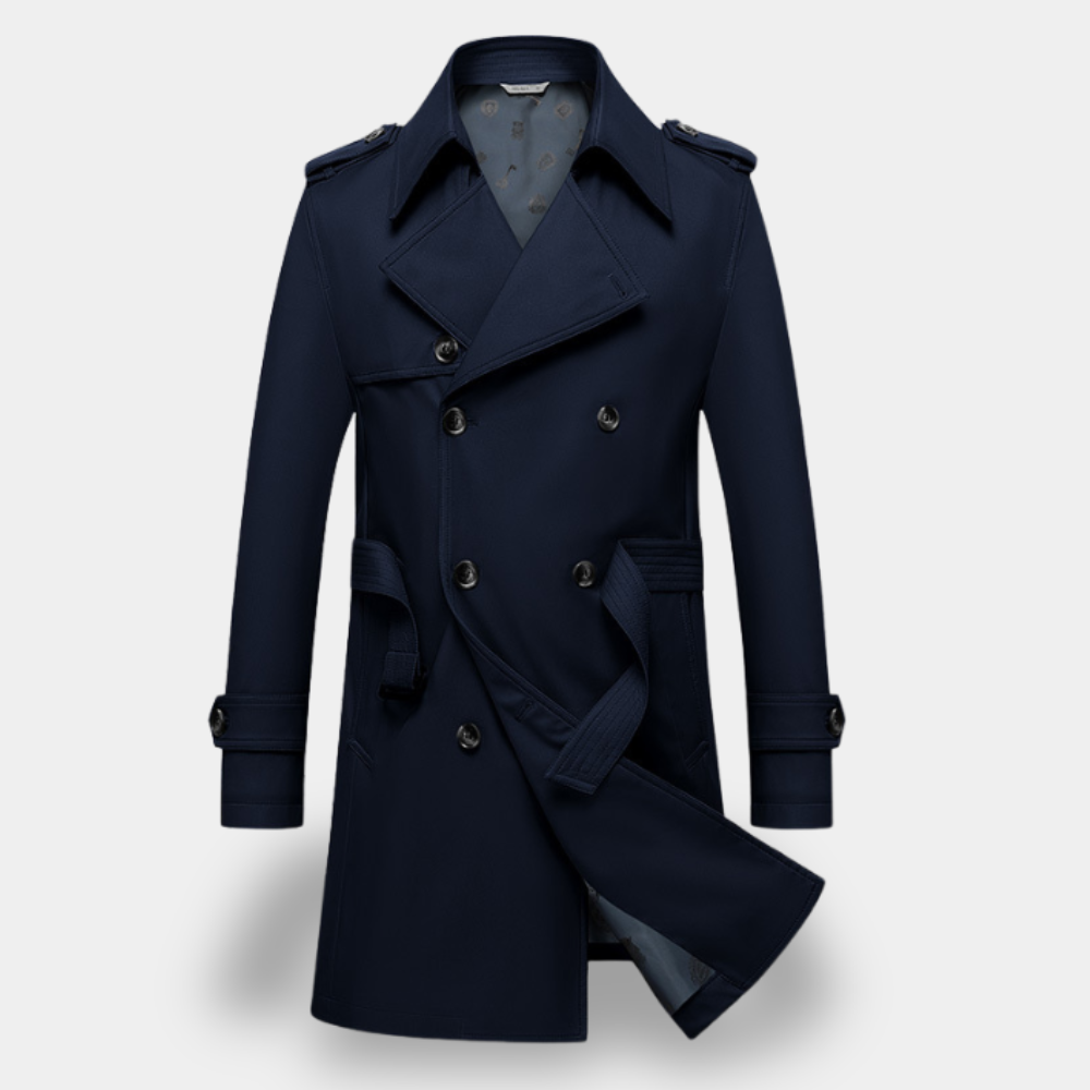 Variant image for Gentle Class - Men's Gray Wool-Blend Trench Coat with Down Collar-13