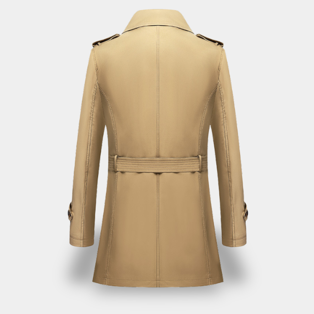 Gentle Class - Men's Gray Wool-Blend Trench Coat with Down Collar