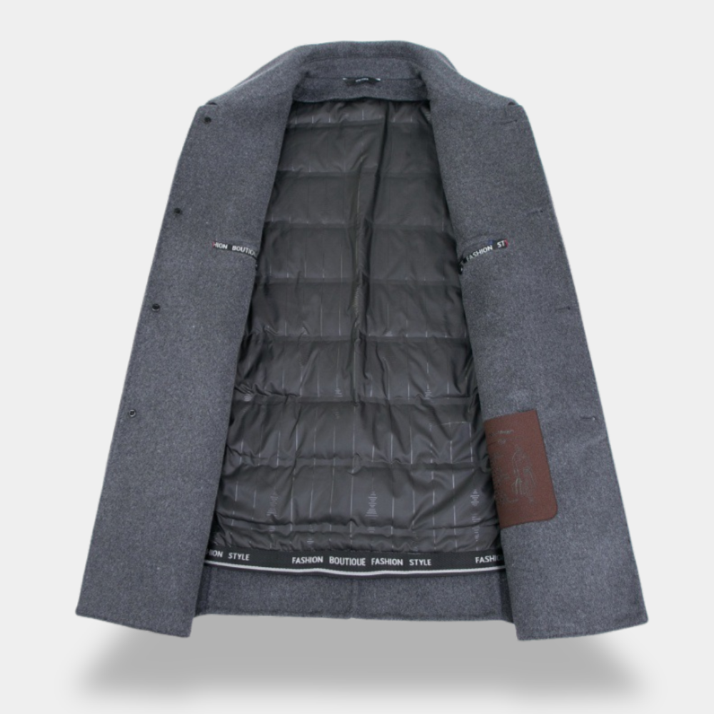 Gentle Class - Men's Wool Overcoat with Goose Down Lining for Ultimate Warmth