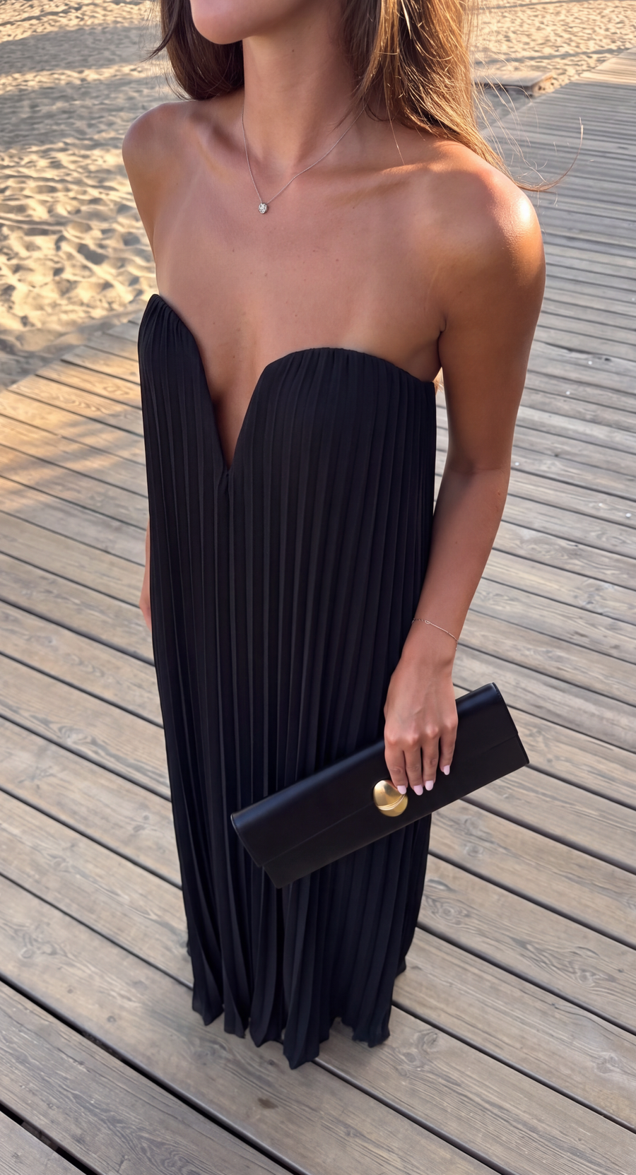 Ramona Pleated Strapless Maxi Dress
