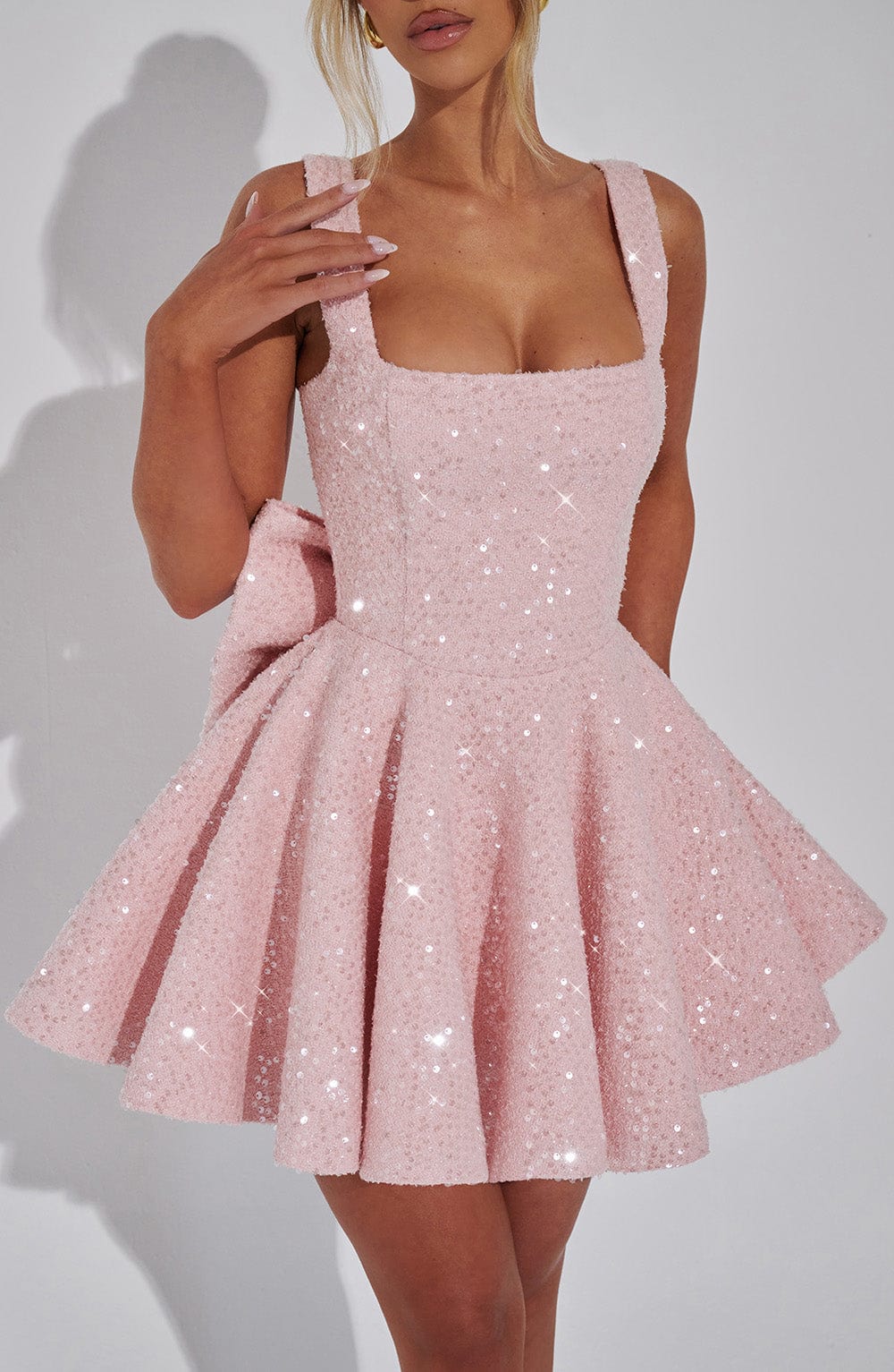 Sequin Bow Skater Dress