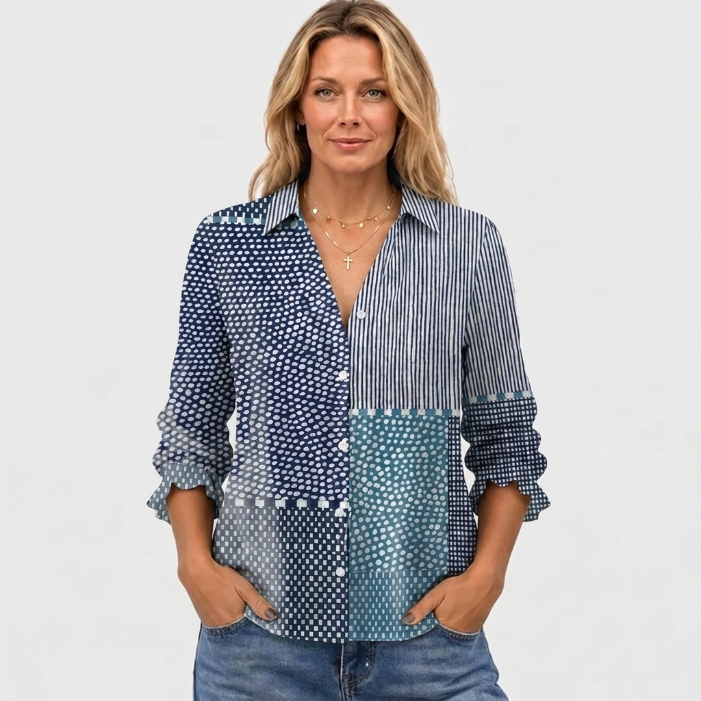 Fleur Patchwork Striped Blouse