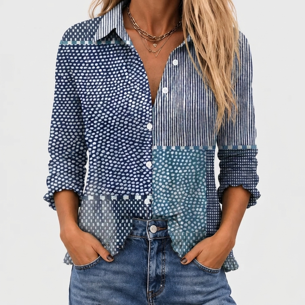 Fleur Patchwork Striped Blouse