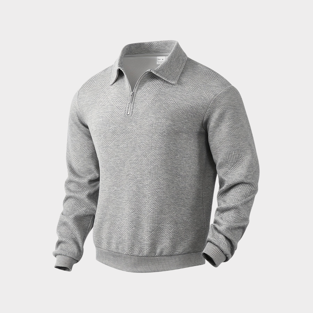 Victor Premium Men's Sweater - Unique Geometric Print Quarter Zip for All-Day Comfort