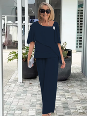 Chiffon Cape Trouser Set