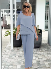 Chiffon Cape Trouser Set