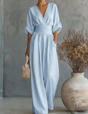 Alessia Wrap Bodice Wide Leg Jumpsuit