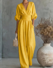 Alessia Wrap Bodice Wide Leg Jumpsuit