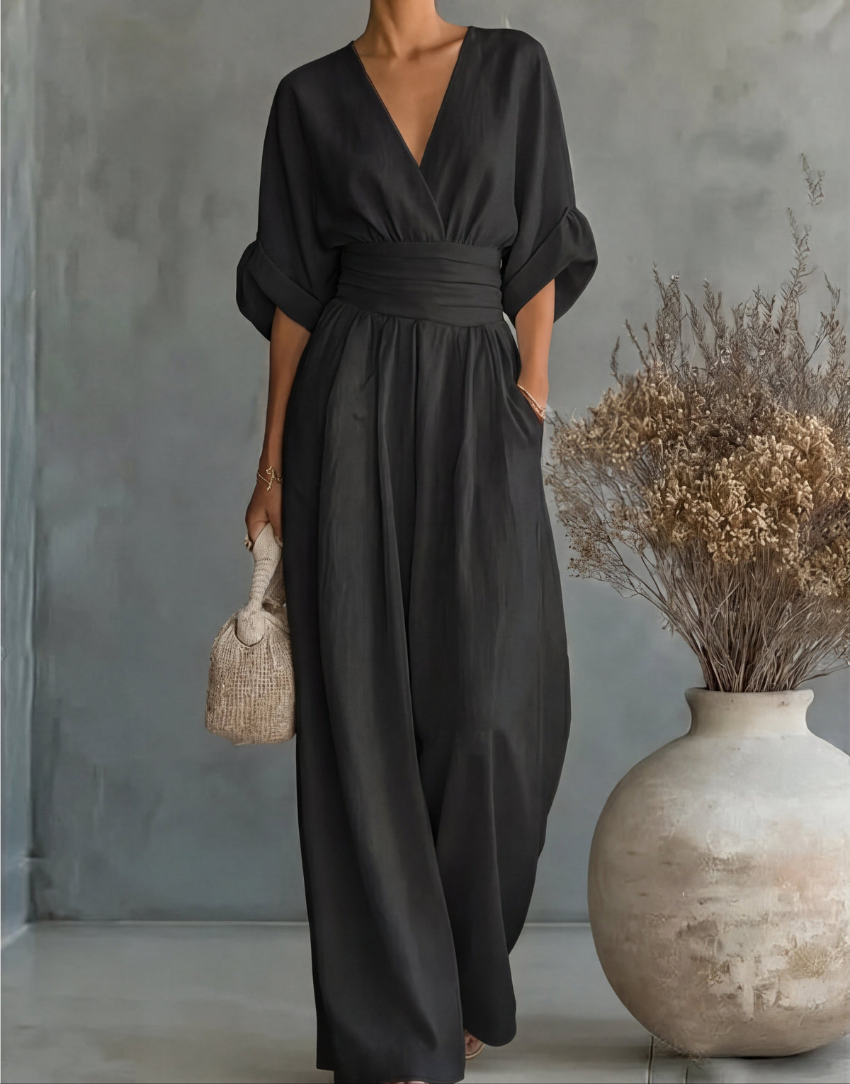 Alessia Wrap Bodice Wide Leg Jumpsuit