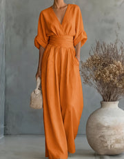 Alessia Wrap Bodice Wide Leg Jumpsuit