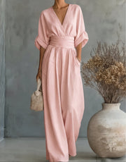 Alessia Wrap Bodice Wide Leg Jumpsuit