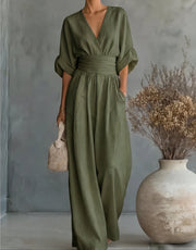 Alessia Wrap Bodice Wide Leg Jumpsuit