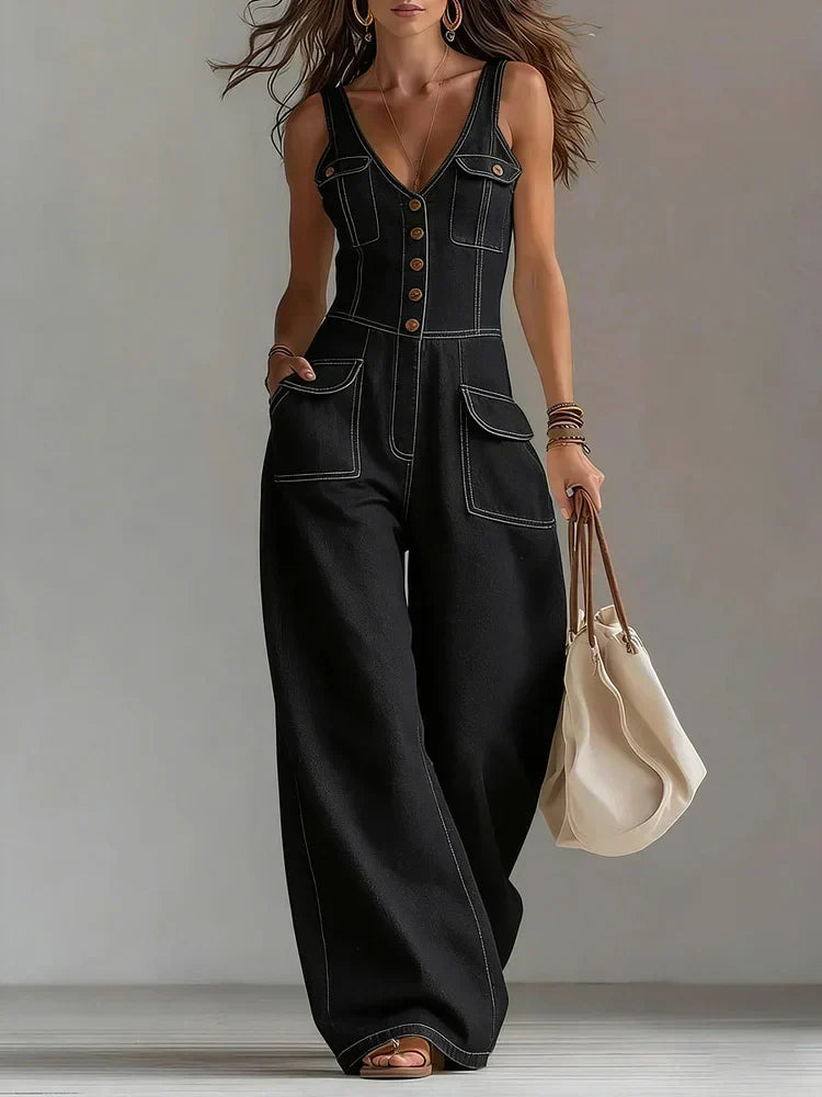 Hadley Wide Leg Denim Jumpsuit