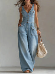Hadley Wide Leg Denim Jumpsuit