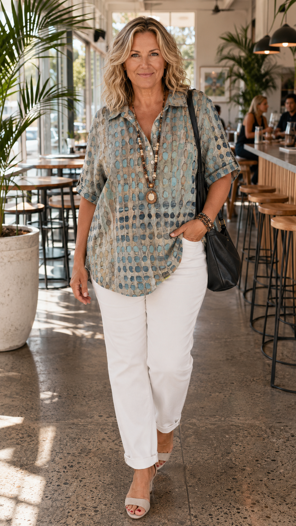 Linnea Printed Button Front Blouse