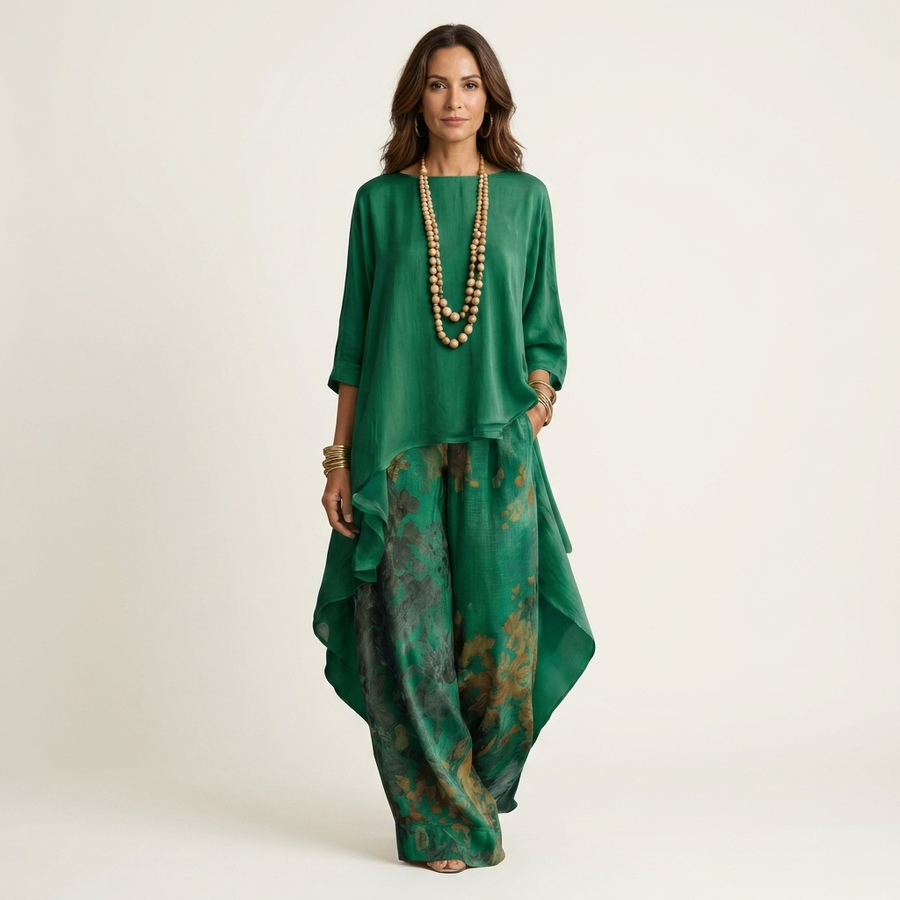 Corinna Asymmetric Tunic Trouser Set