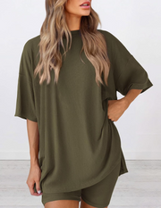 Estelle High Waist Elastic Waist Two-Piece Set