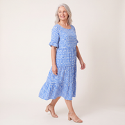 Cecily Short Sleeve Round Neck Midi Dress