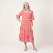 Cecily Short Sleeve Round Neck Midi Dress
