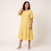 Cecily Short Sleeve Round Neck Midi Dress
