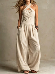 Flora Cross Neck Pocket Jumpsuit