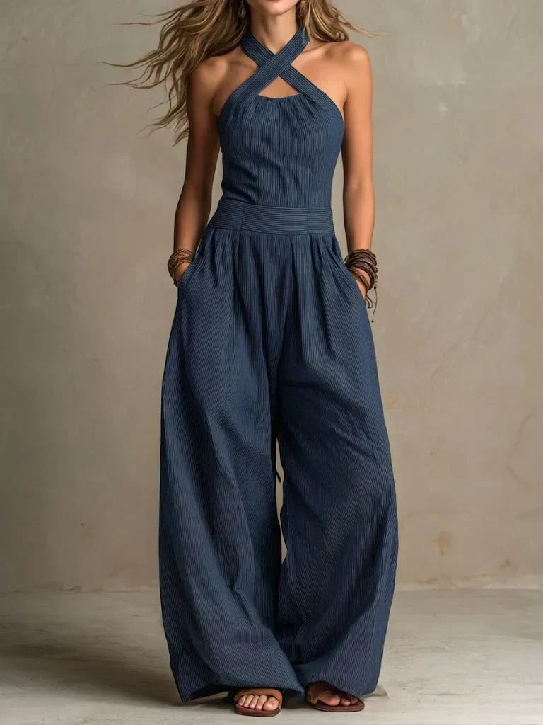 Flora Cross Neck Pocket Jumpsuit