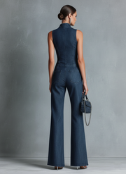 Zip Front Denim Jumpsuit