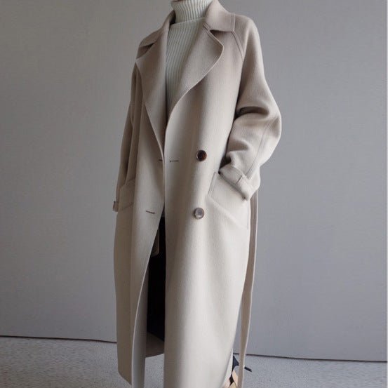 Sophisticated Women's Trench Coat - Tailored Double-Breasted Winter Outerwear