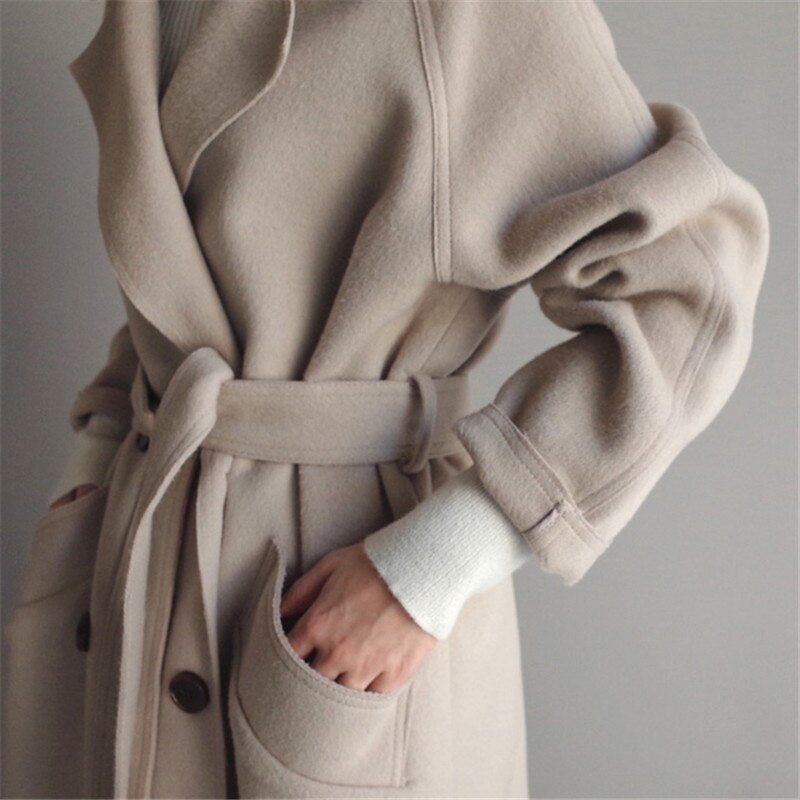 Sophisticated Women's Trench Coat - Tailored Double-Breasted Winter Outerwear